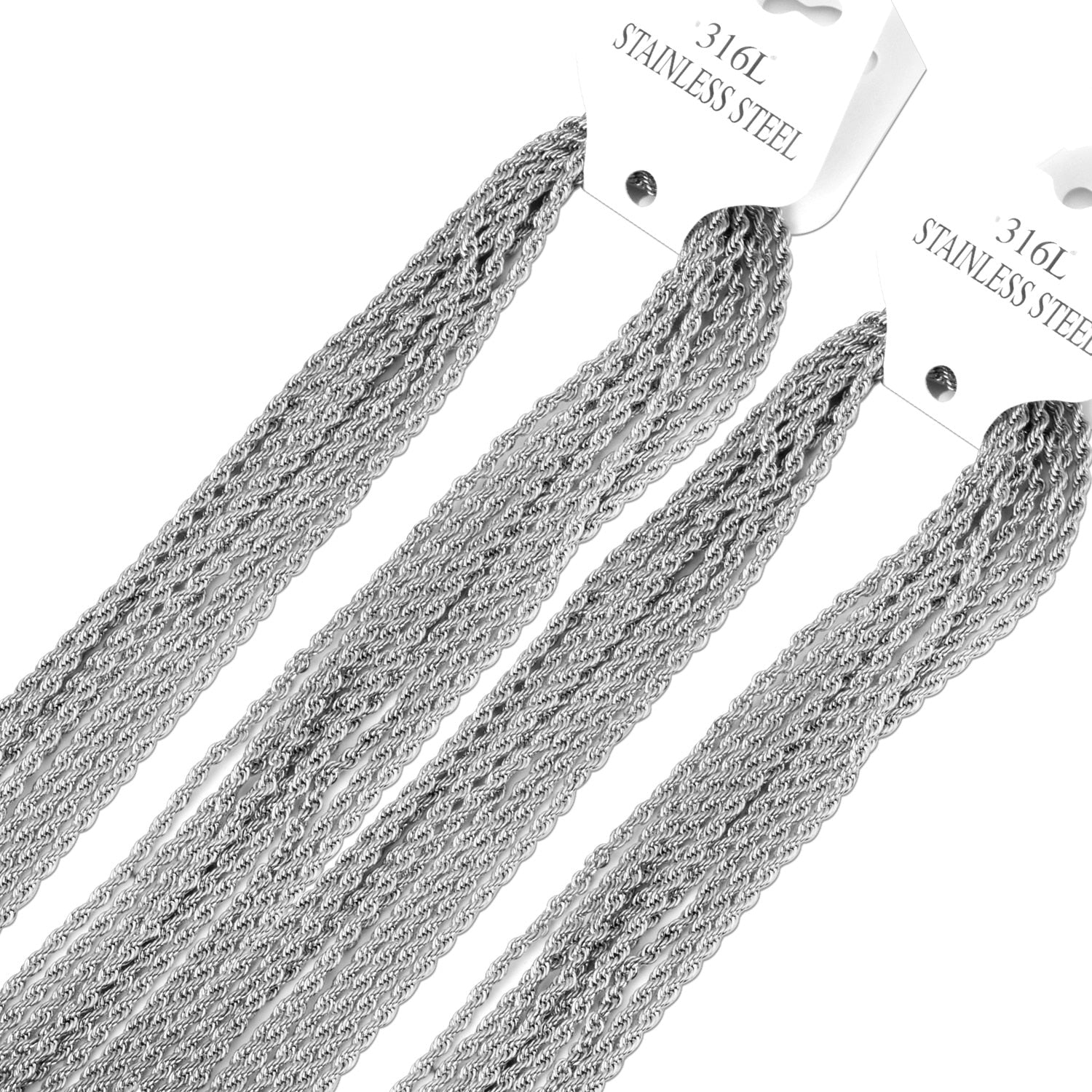 ASON 10pcs/lots Stainless Steel Twist Chains Necklace Women Men 2mm Length 45cm 50cm 55cm 60cm Long Chain Jewelry Accessories asonjewelry